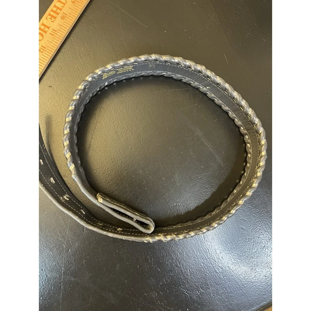 Justin Vintage Top Grain Cowhide Western Grey Silver Whipstitch Belt Mens 30 USA